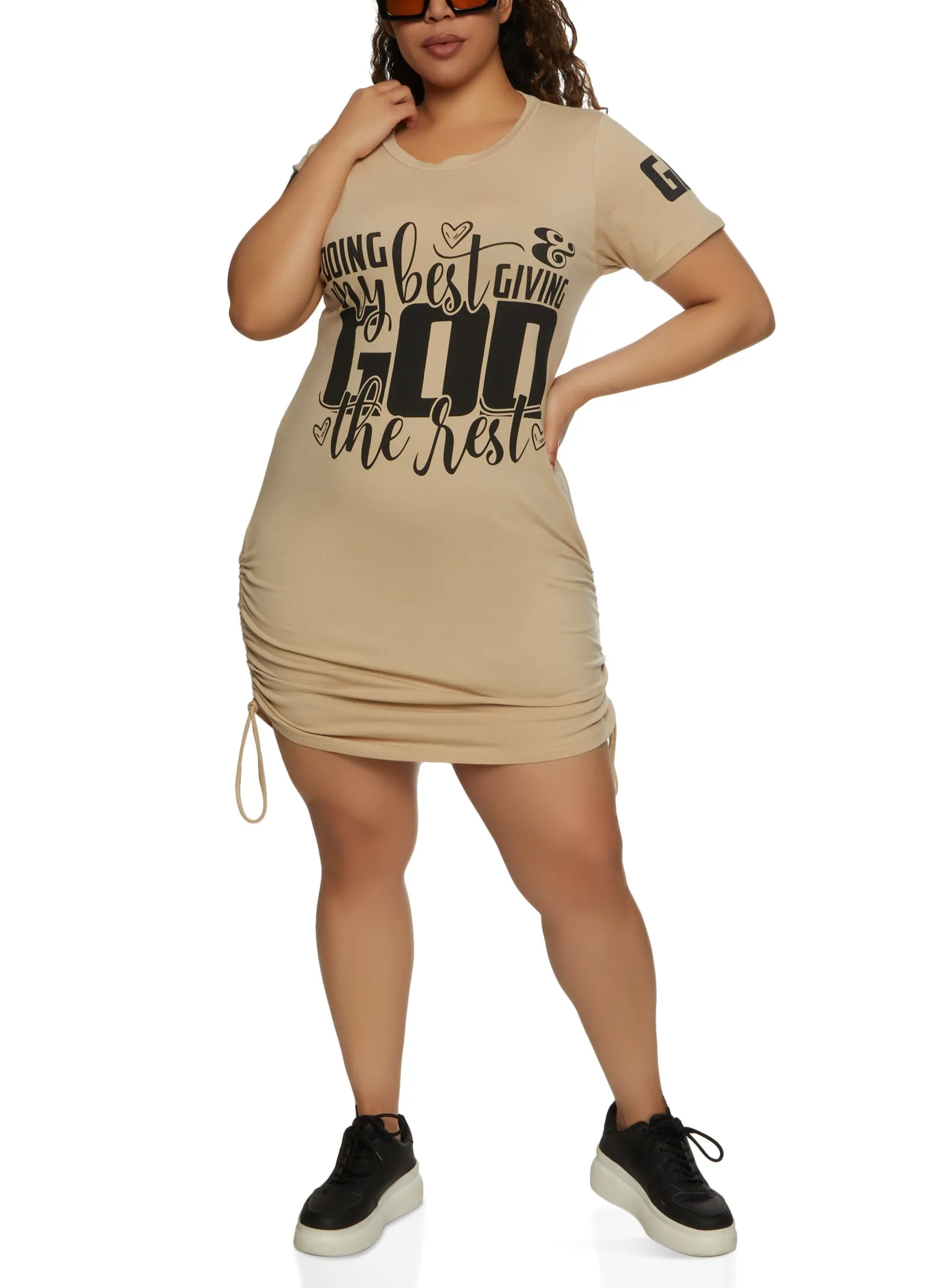 Plus Size Doing My Best and Giving God The Rest T Shirt Dress sold by Rainbow product image thumbnail 2