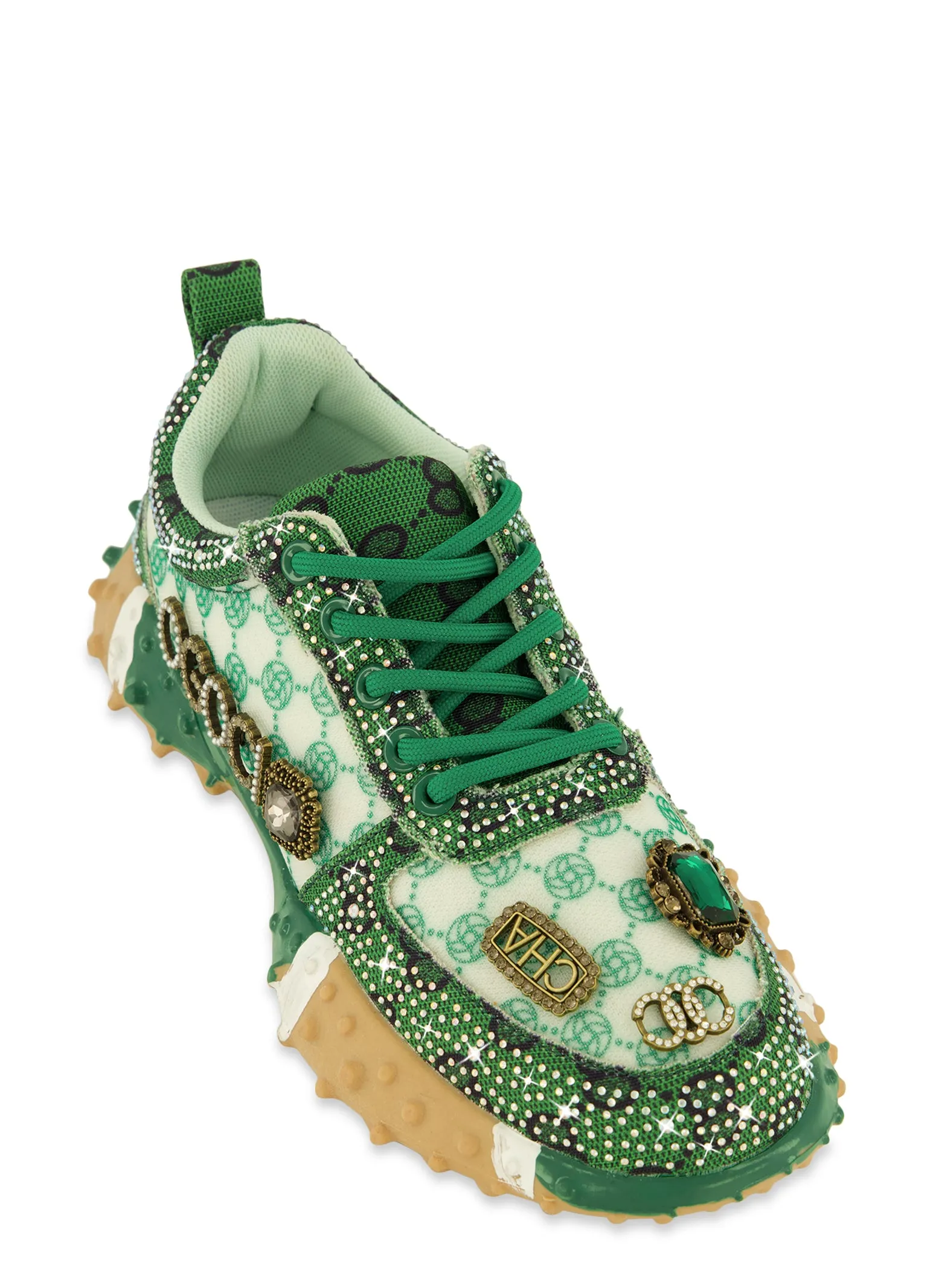 Rhinestone Color Block Low Top Lace Up Sneakers sold by Rainbow