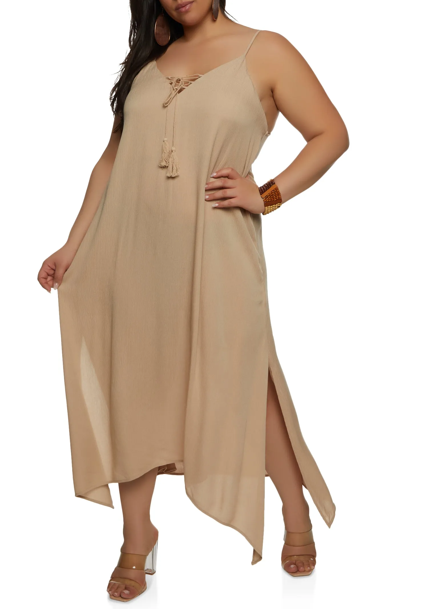 Plus Size V Neck Tassel Maxi Dress sold by Rainbow product image thumbnail 2