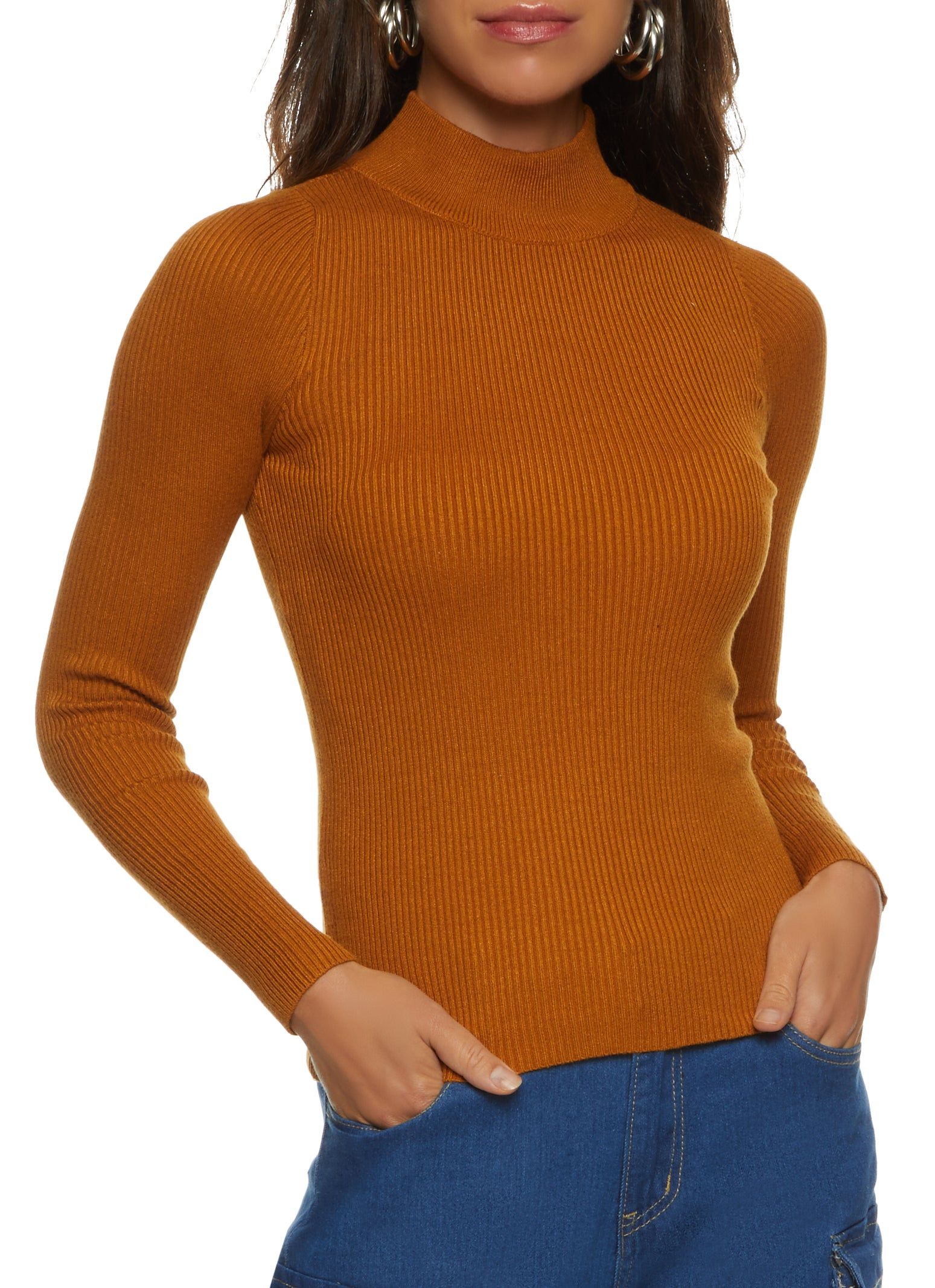 Ribbed Mock Neck Sweater sold by Rainbow