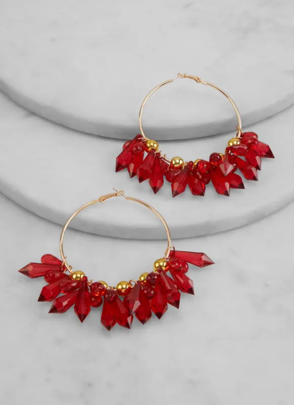 Crystal Beaded Hoop Earrings sold by Rainbow