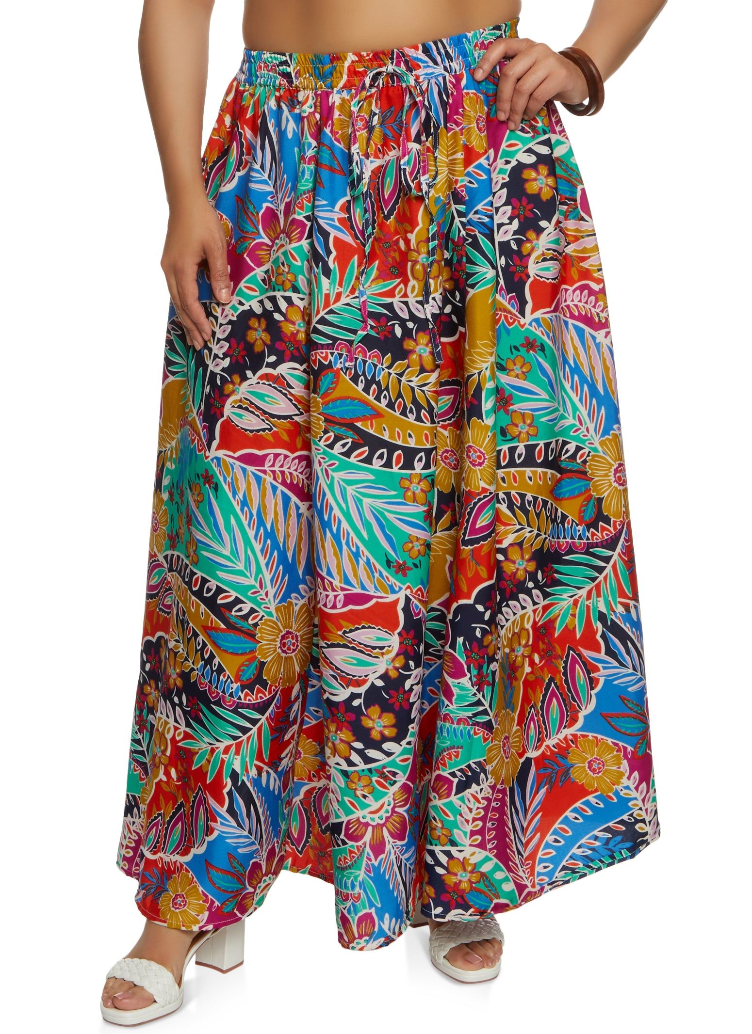 Plus Size Floral Mixed Print Maxi Skirt sold by Rainbow