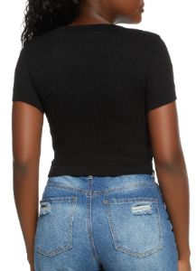 Seamless Cable Knit V Neck Crop Top sold by Rainbow