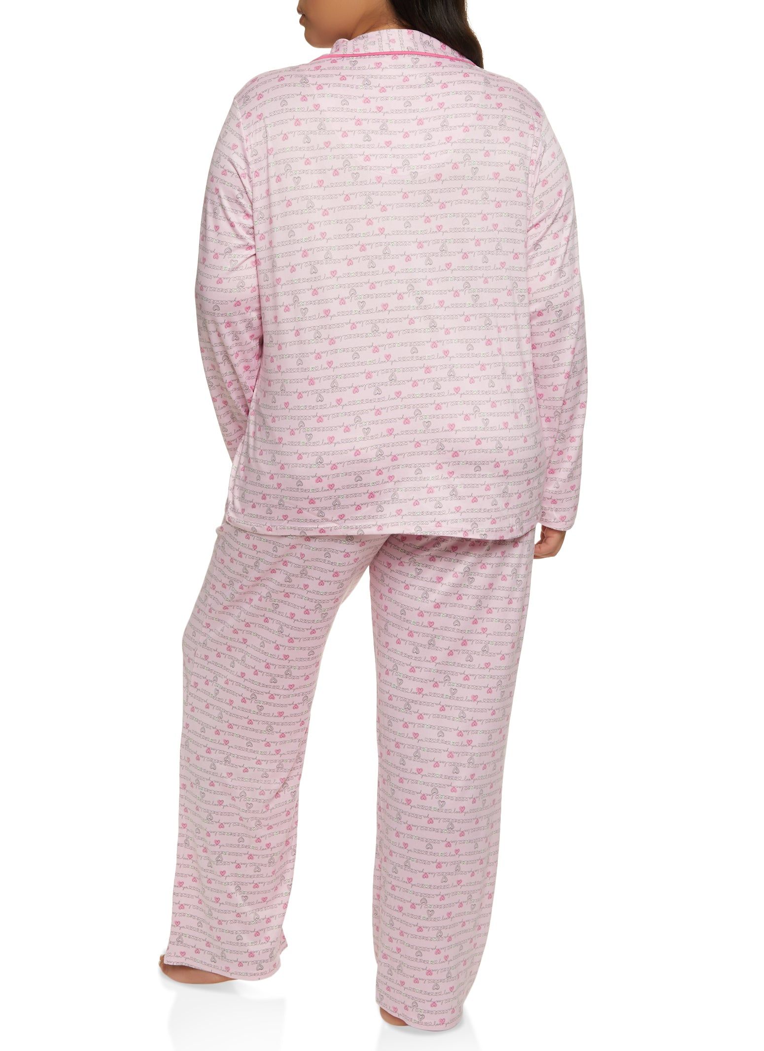 Plus Size Heart Printed Long Sleeve Pajama Shirt and Pants sold by Rainbow product image thumbnail 2