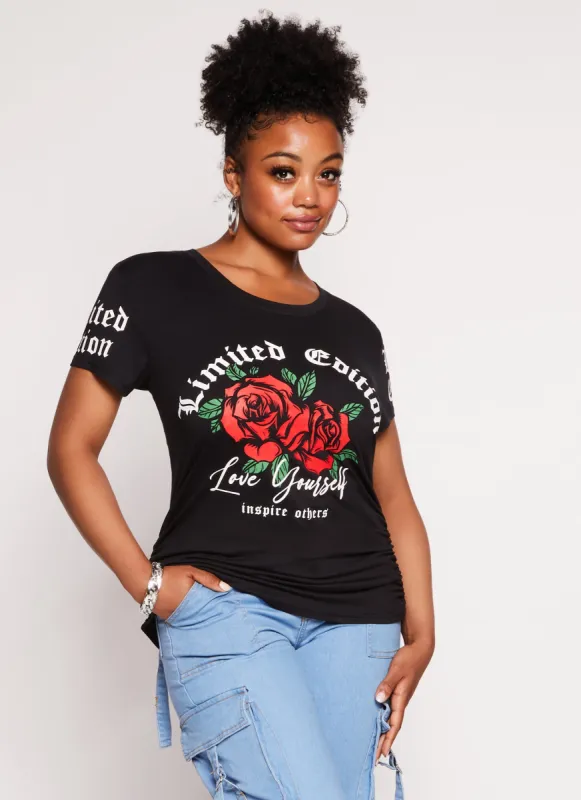 Plus Size Limited Edition Rose Graphic Tee sold by Rainbow