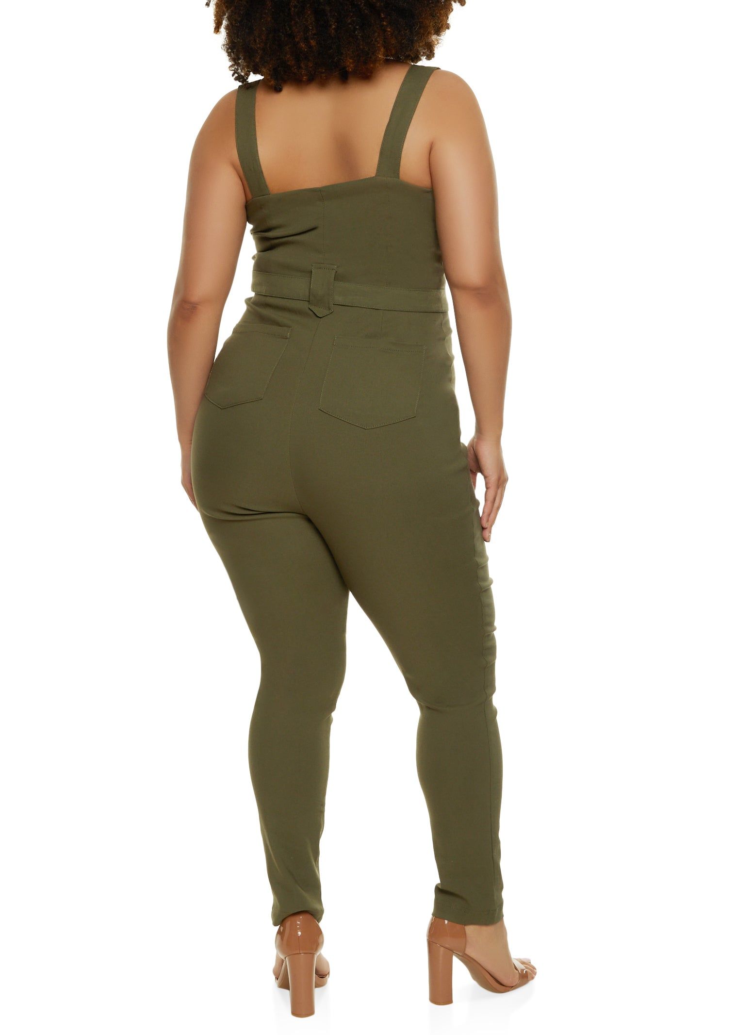 Plus Size Zip Detail Tie Waist Belted Jumpsuit sold by Rainbow product image thumbnail 2