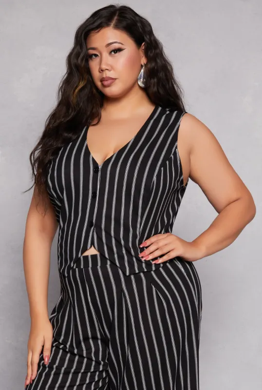 Plus Size Striped Crepe Knit Vest sold by Rainbow