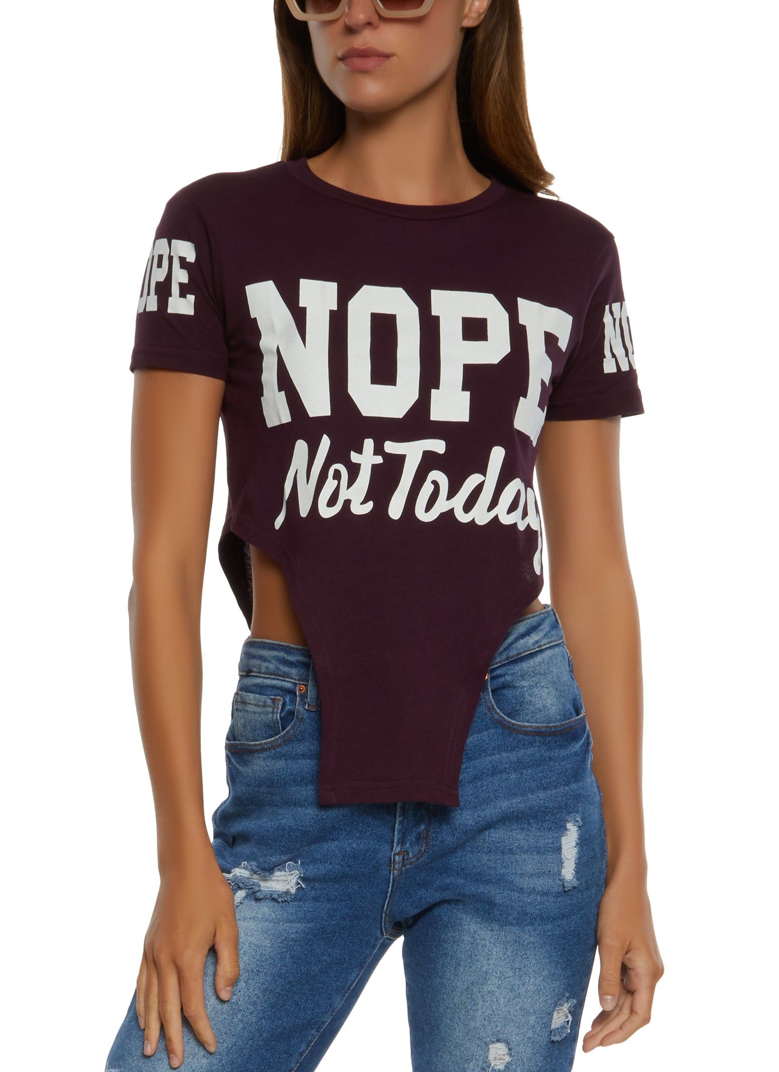 Nope Not Today Hanky Hem Graphic Tee sold by Rainbow