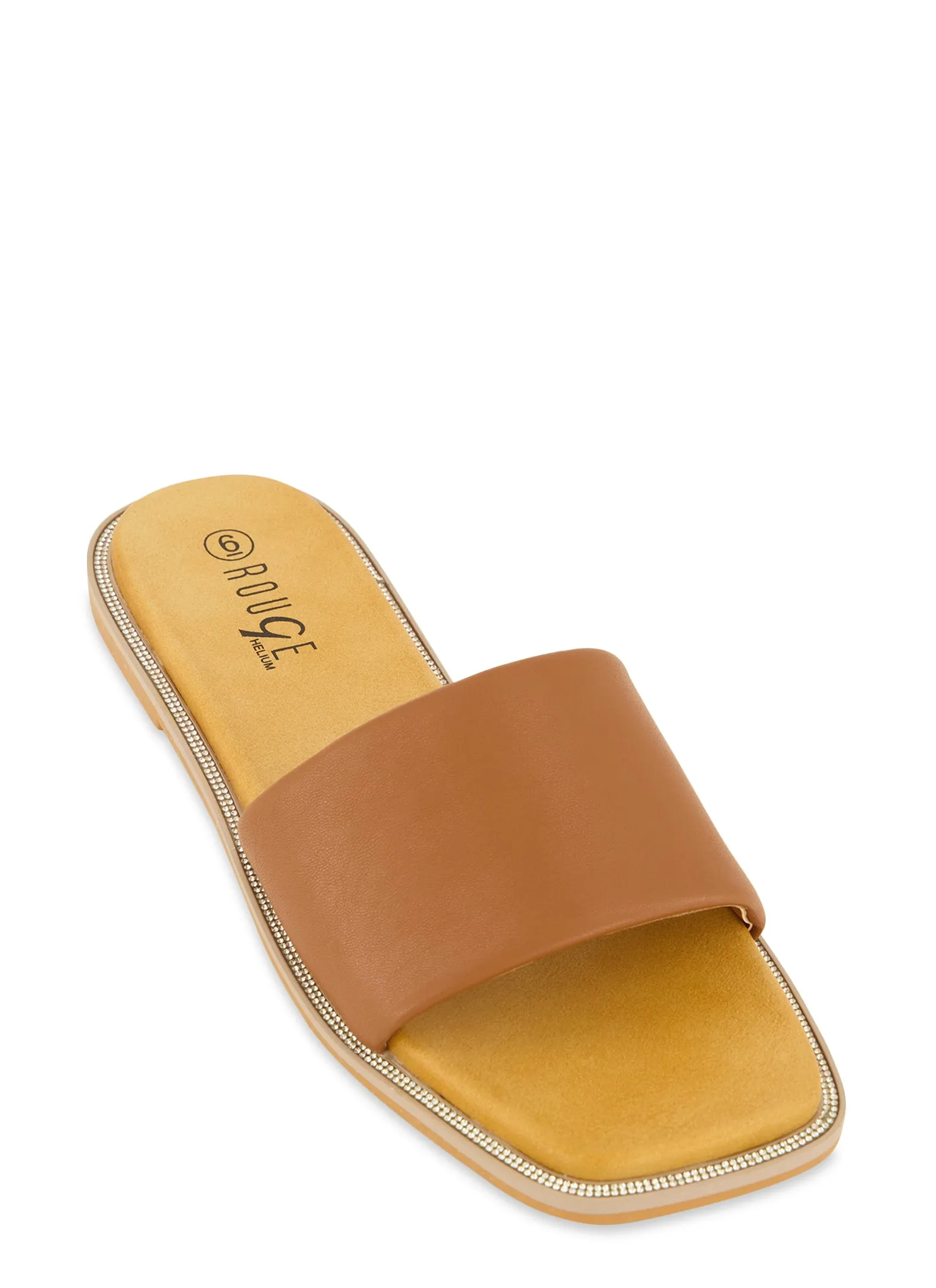 Rhinestone Trim Single Band Slide Sandals sold by Rainbow