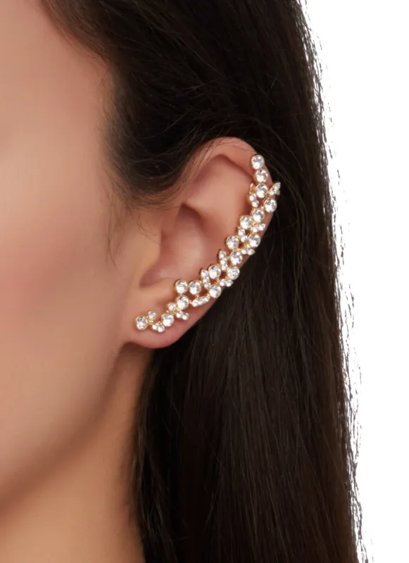 Rhinestone Ear Cuff Earrings sold by Rainbow