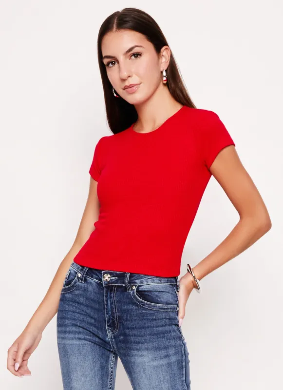 Basic Ribbed Crew Neck Tee sold by Rainbow
