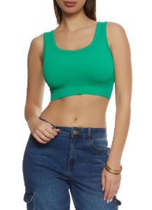 Ribbed Knit Seamless Cropped Tank Top sold by Rainbow