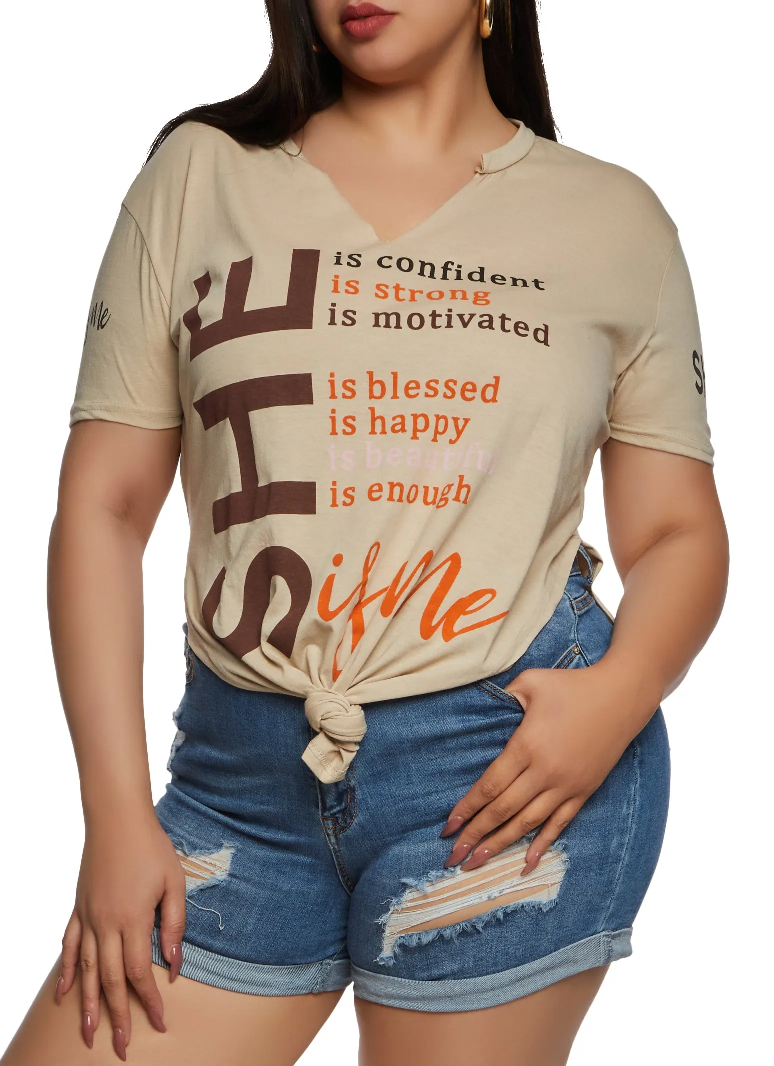 Plus Size She Is Me Graphic Notch Neck Top sold by Rainbow product image thumbnail 2