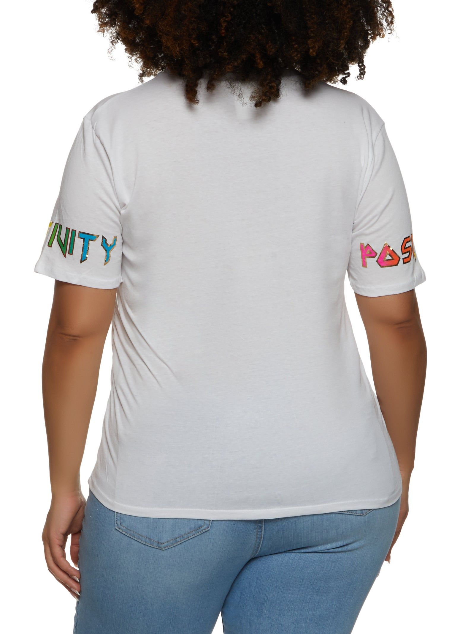 Plus Size Laser Cut Radiate Positivity Foil Graphic Tee sold by Rainbow product image thumbnail 2