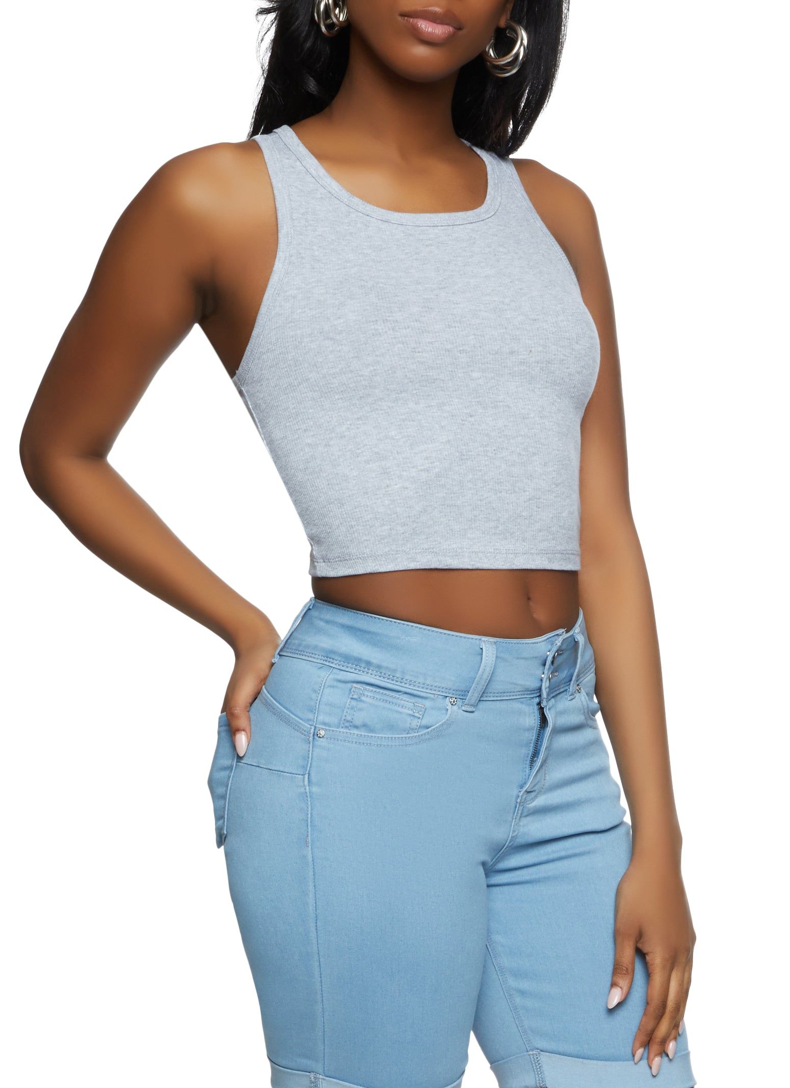 Basic Cropped Racerback Tank Top sold by Rainbow