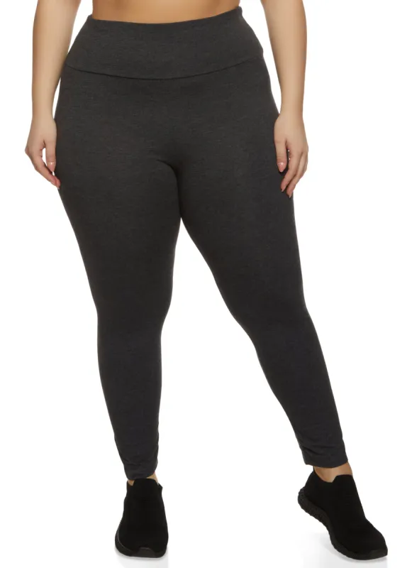 Plus Size Stretch Cotton High Waist Leggings sold by Rainbow