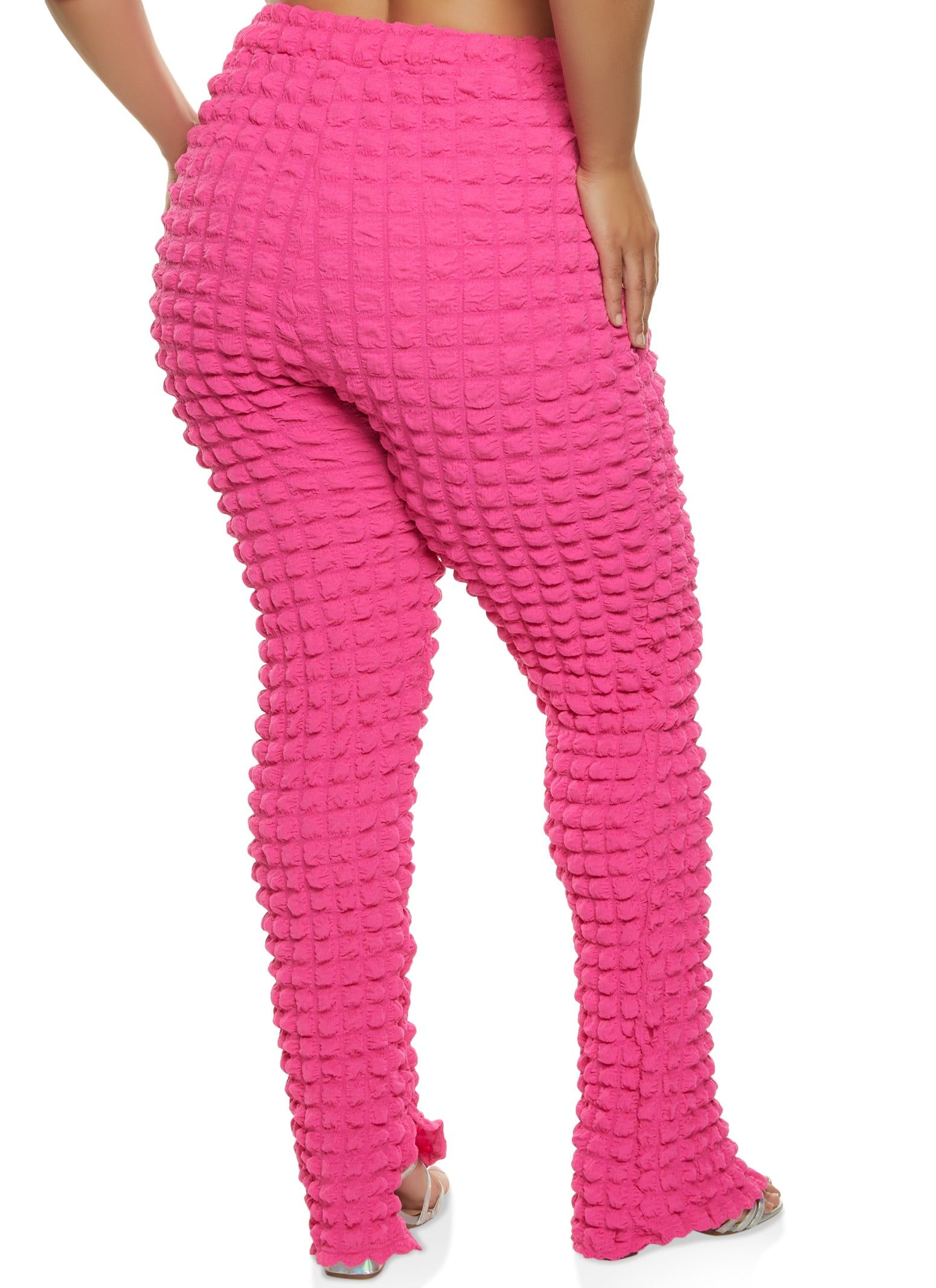 Plus Size Bubble Knit High Waist Split Hem Pants sold by Rainbow product image thumbnail 2