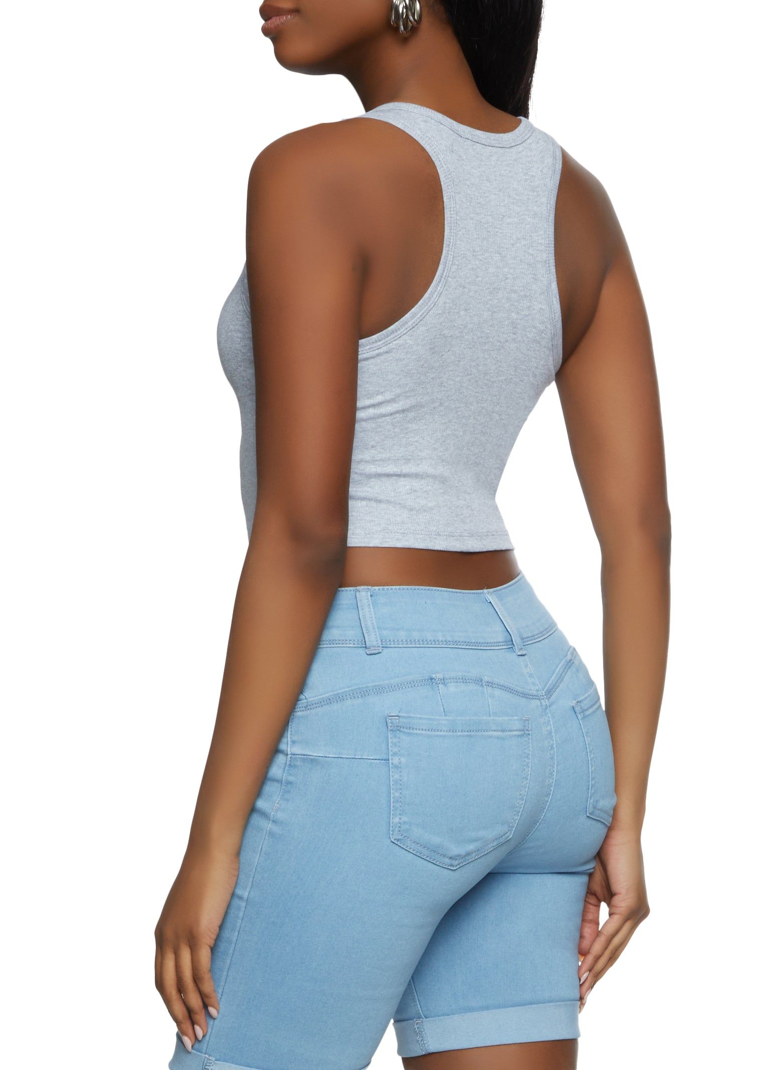 Basic Cropped Racerback Tank Top sold by Rainbow product image thumbnail 2