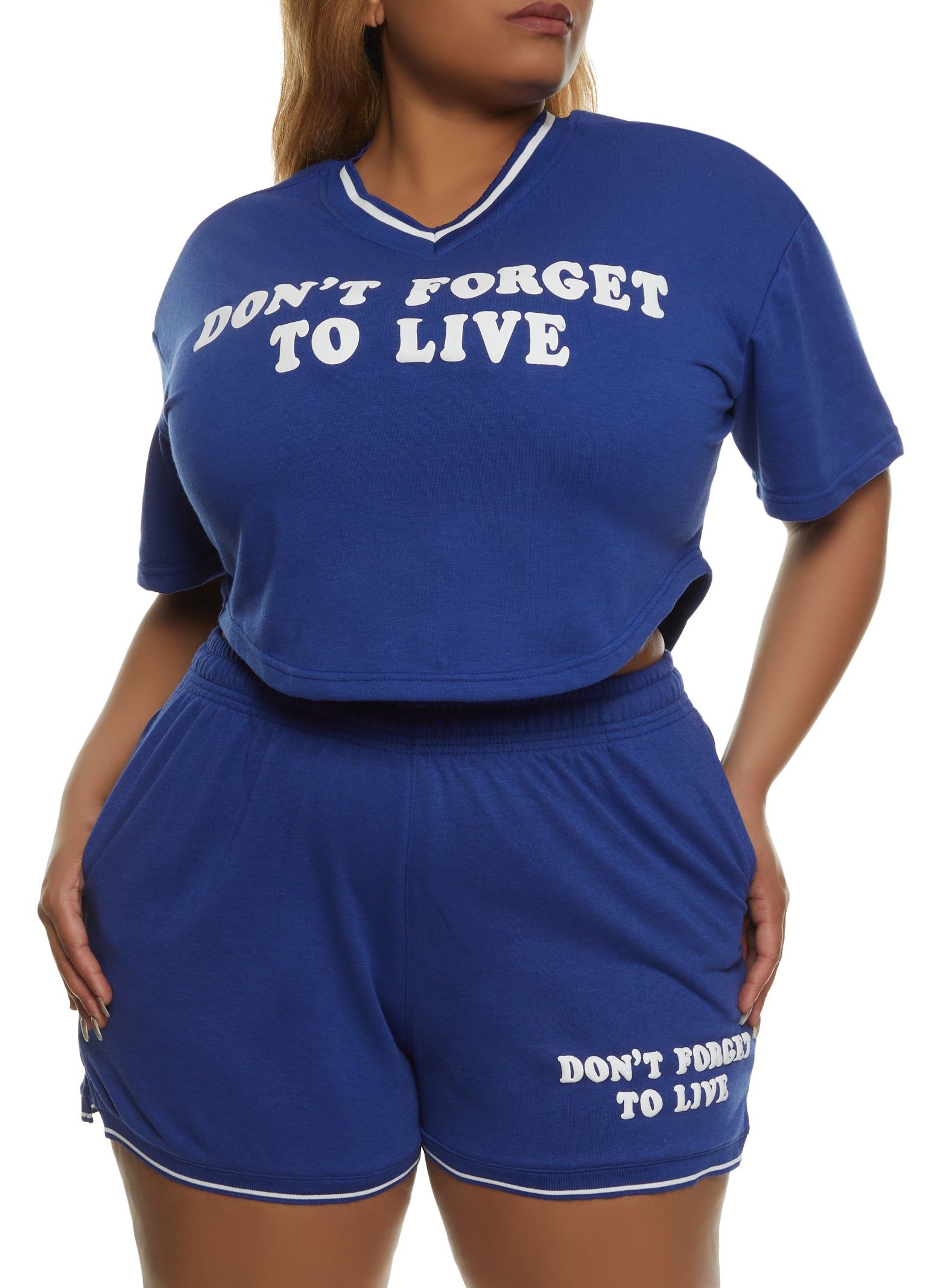 Plus Size Dont Forget To Live Cropped Graphic Tee sold by Rainbow