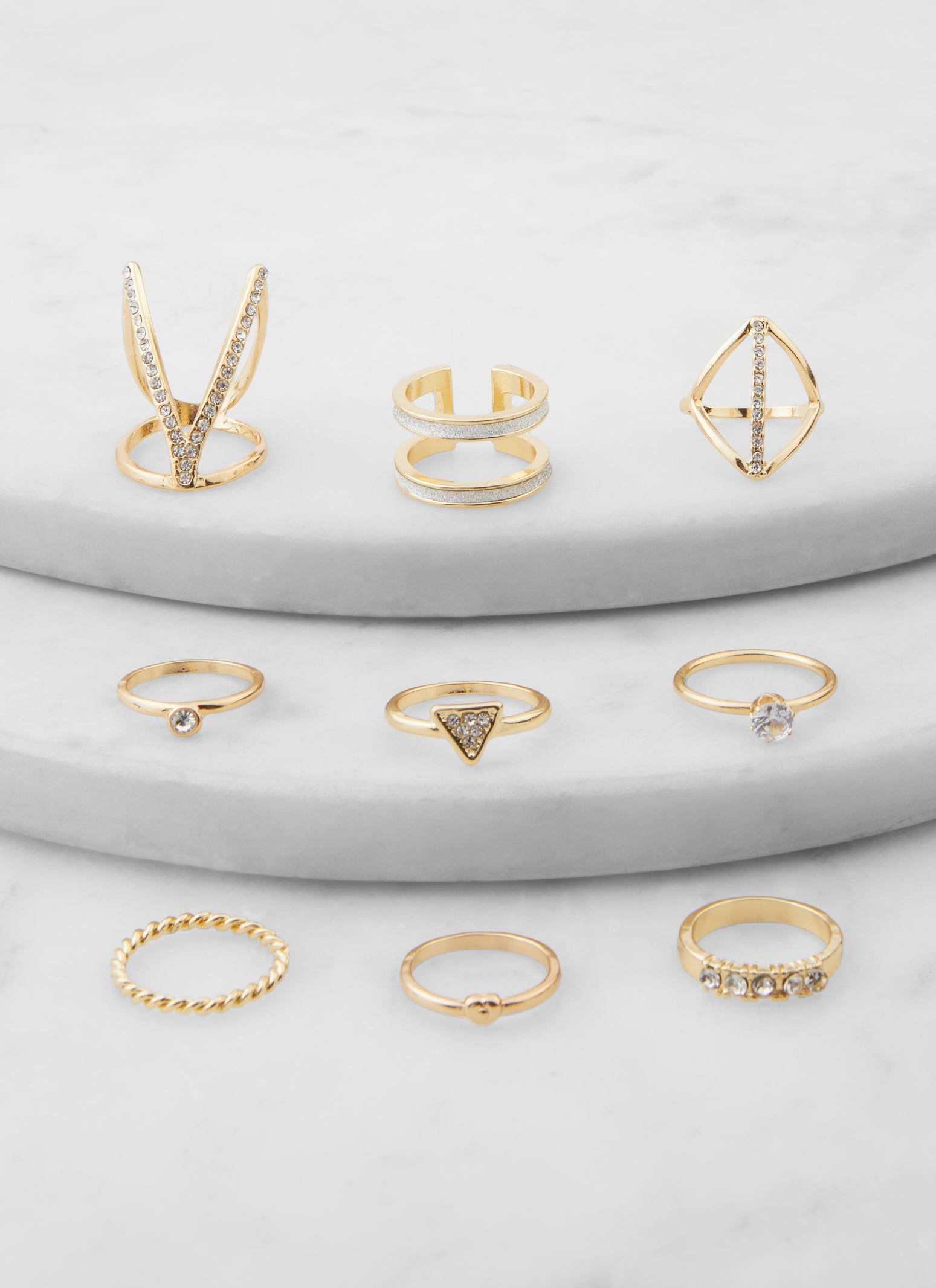 Set of 9 Assorted Cubic Zirconia Rings sold by Rainbow