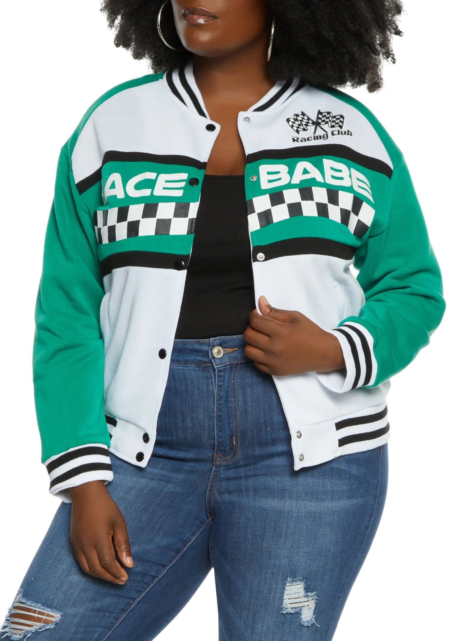 Plus Size Race Babe Varsity Jacket sold by Rainbow