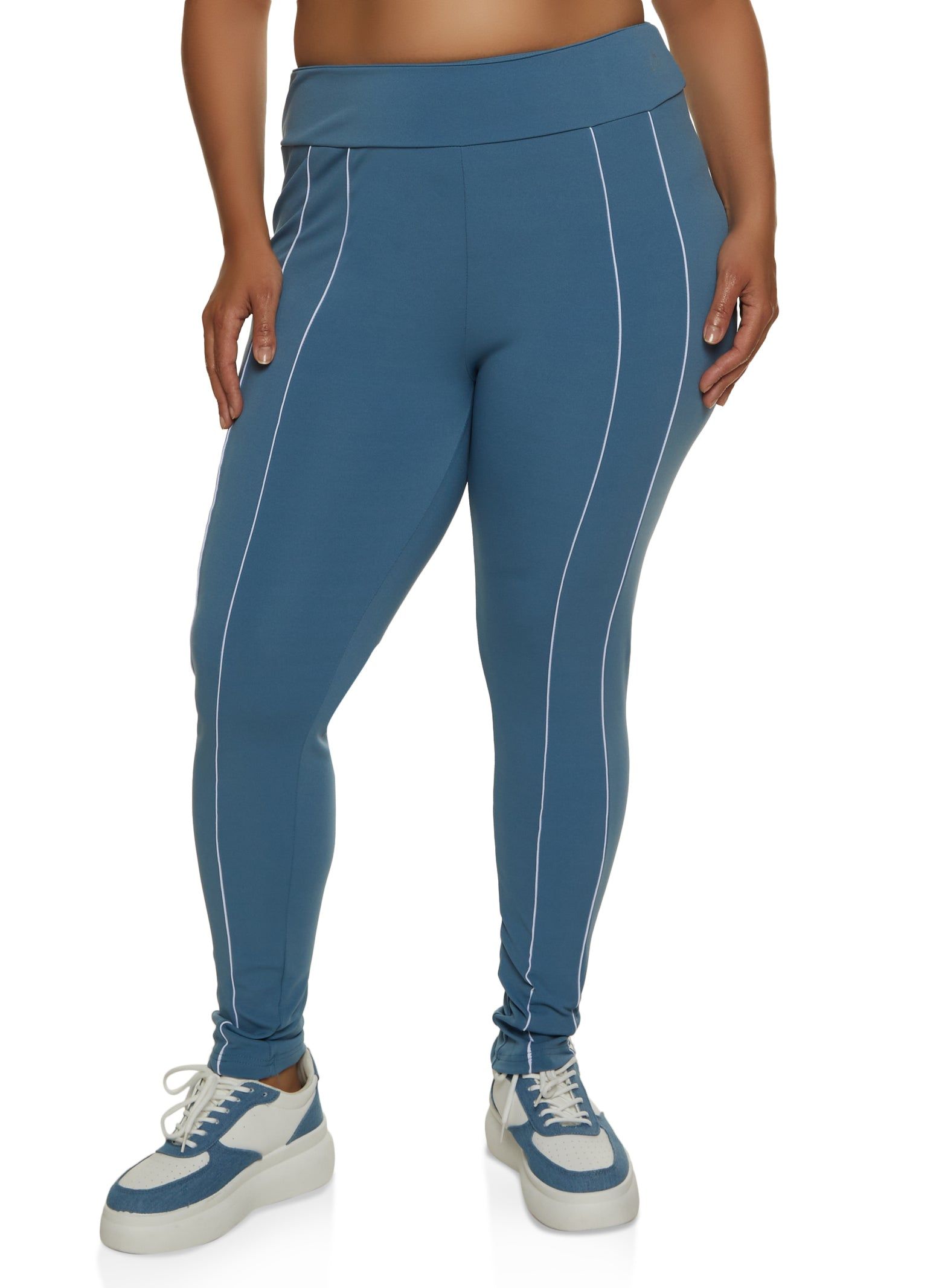 Plus Size Contrast Piping Detail Leggings sold by Rainbow