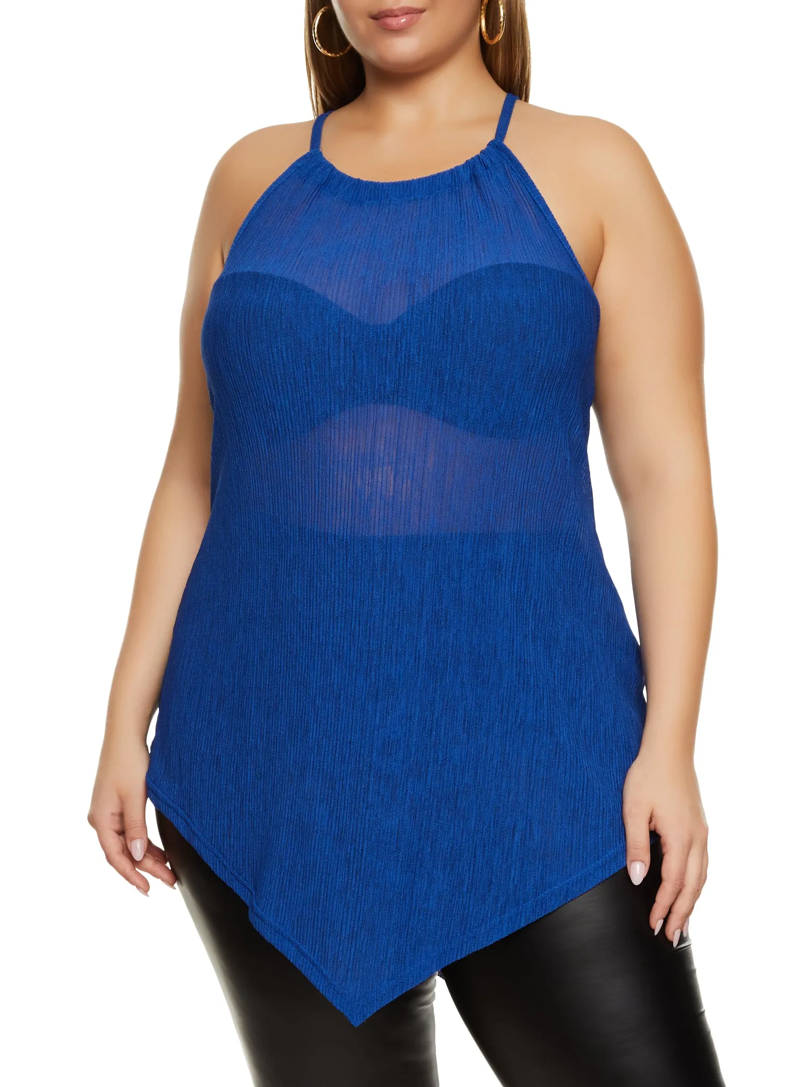 Plus Size Textured Knit High Neck Hanky Hem Top sold by Rainbow product image thumbnail 2