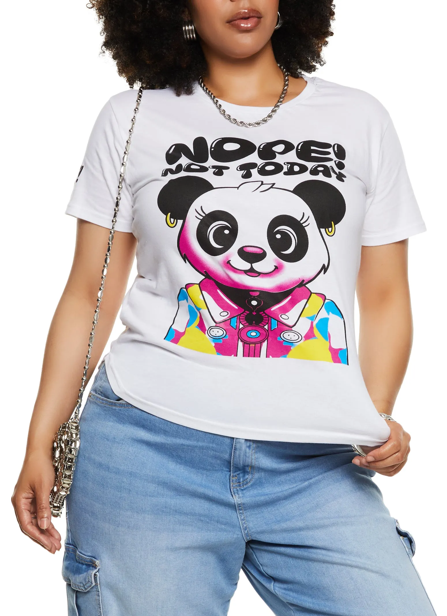 Plus Size High Low Hem Nope Not Today Graphic Tee sold by Rainbow