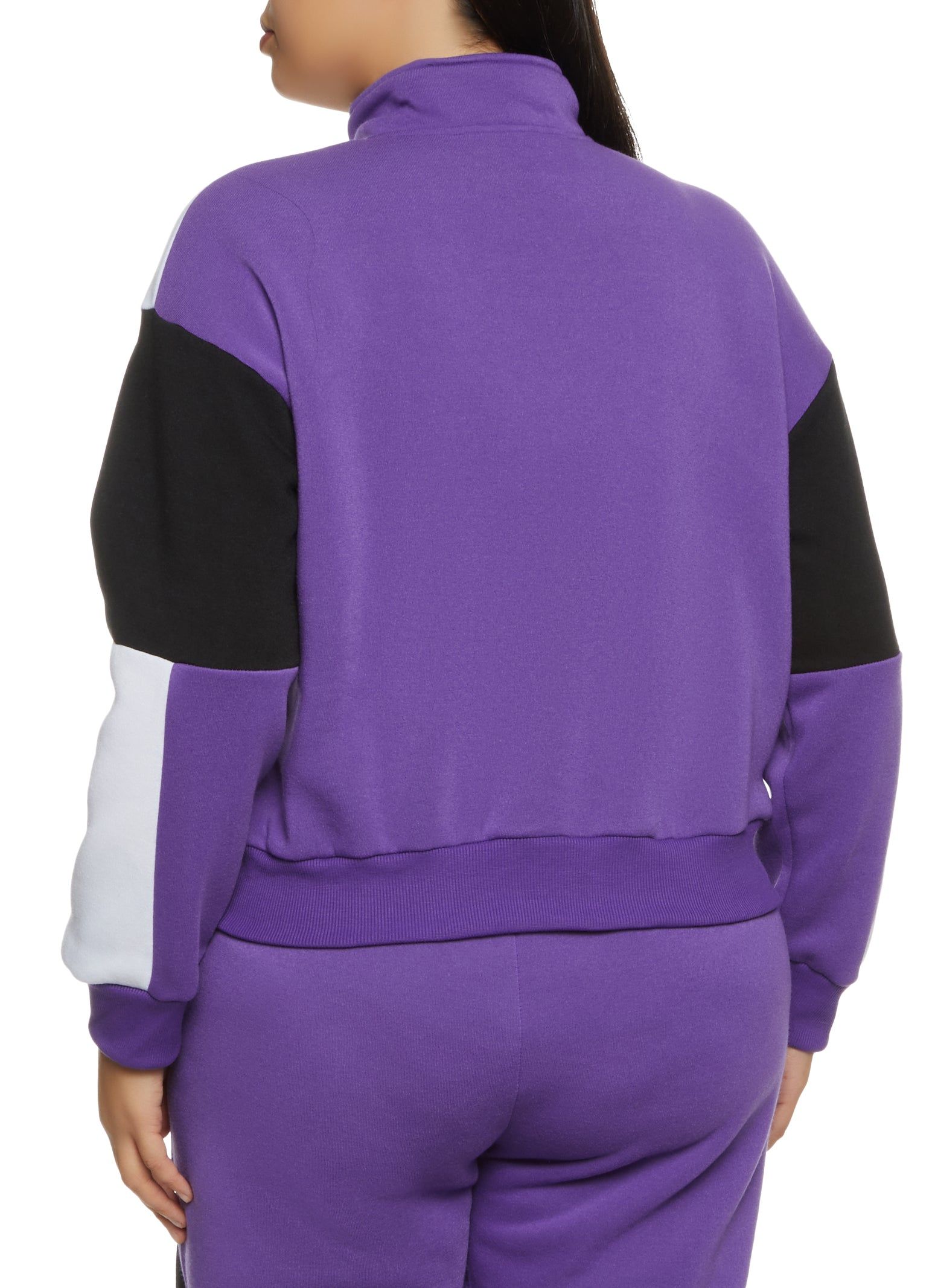 Plus Size Color Blocked Zip Neck Sweatshirt sold by Rainbow product image thumbnail 3