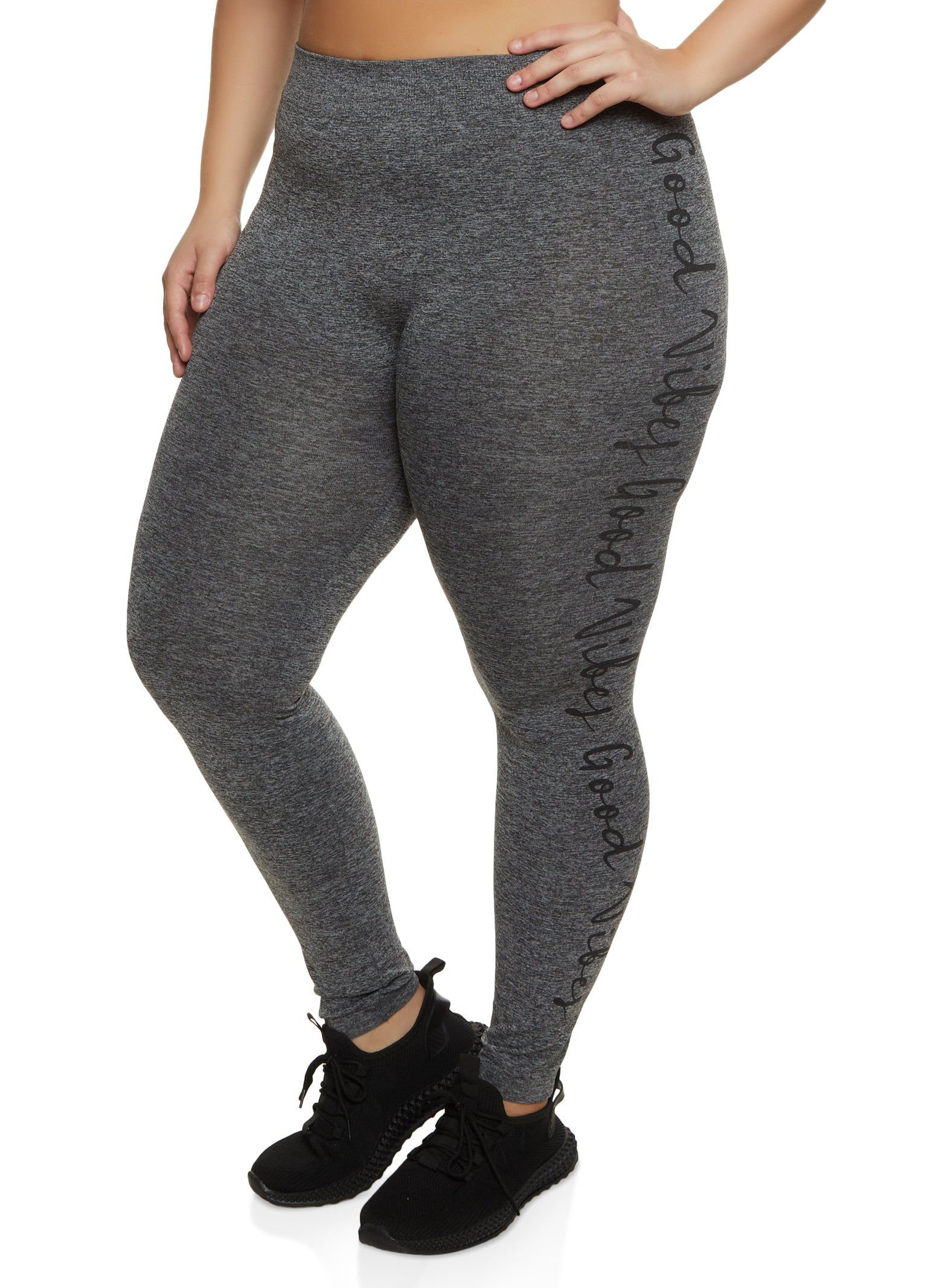 Plus Size Good Vibes Seamless Leggings sold by Rainbow