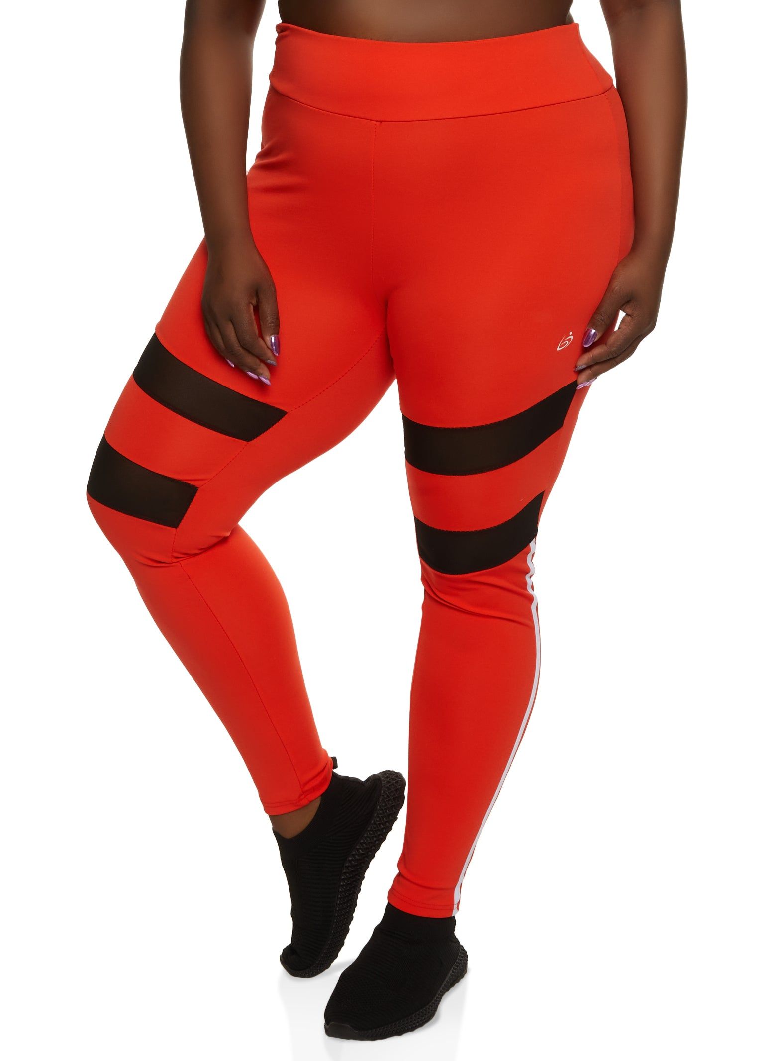 Plus Size Mesh Detail High Waisted Leggings sold by Rainbow