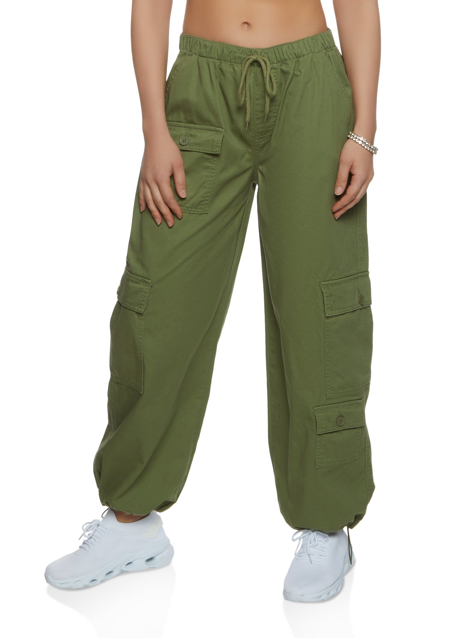 Twill Drawstring Cargo Pants sold by Rainbow