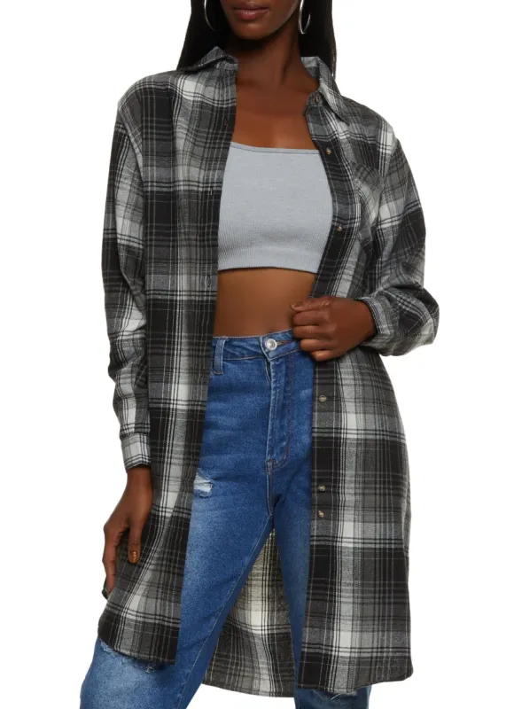 Plaid Button Front Flannel Shirt sold by Rainbow