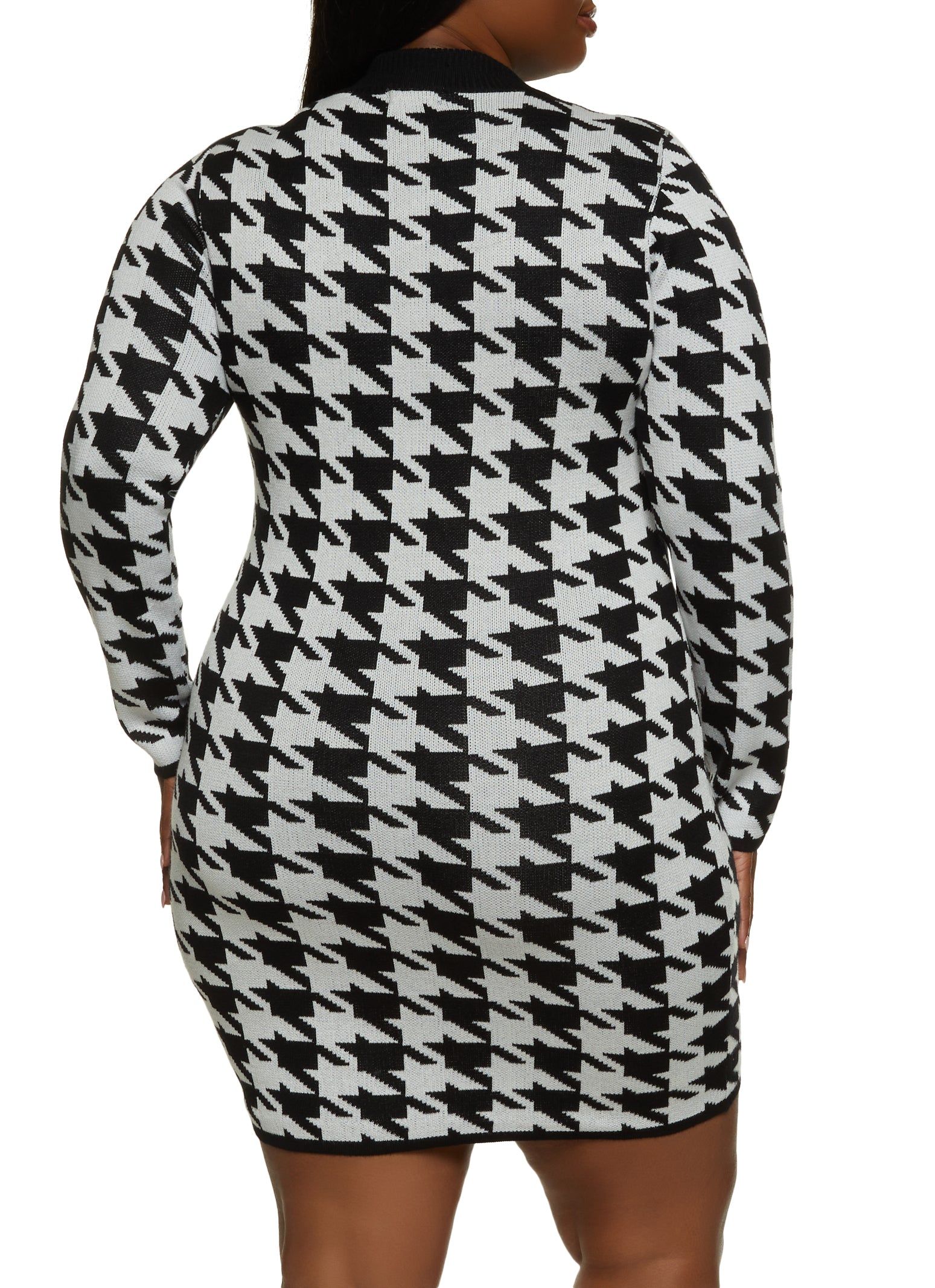 Plus Size Houndstooth Keyhole Sweater Dress sold by Rainbow product image thumbnail 3