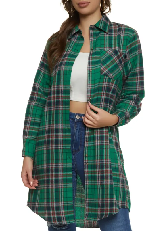 Plaid Button Front Flannel Shirt sold by Rainbow