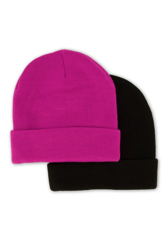 Cuffed Rib Knit Beanie 2 Pack sold by Rainbow