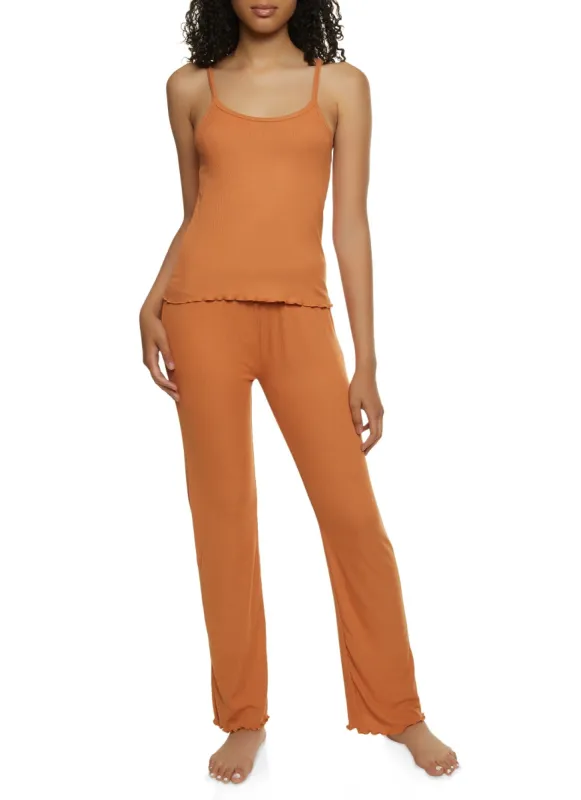 Ribbed Lettuce Edge Pajama Cami and Pants sold by Rainbow