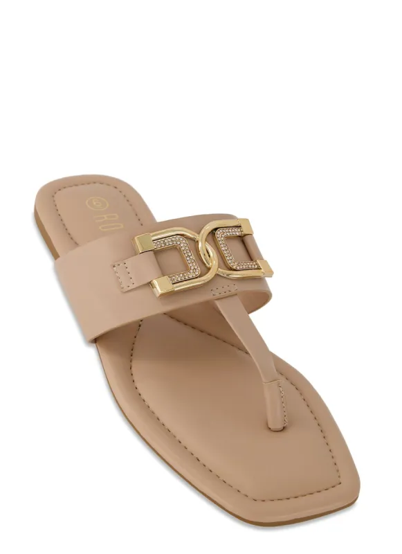 Rhinestone Horsebit Band Thong Sandals sold by Rainbow