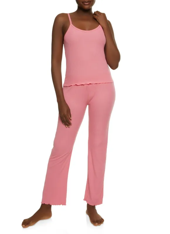Ribbed Lettuce Edge Pajama Cami and Pants sold by Rainbow