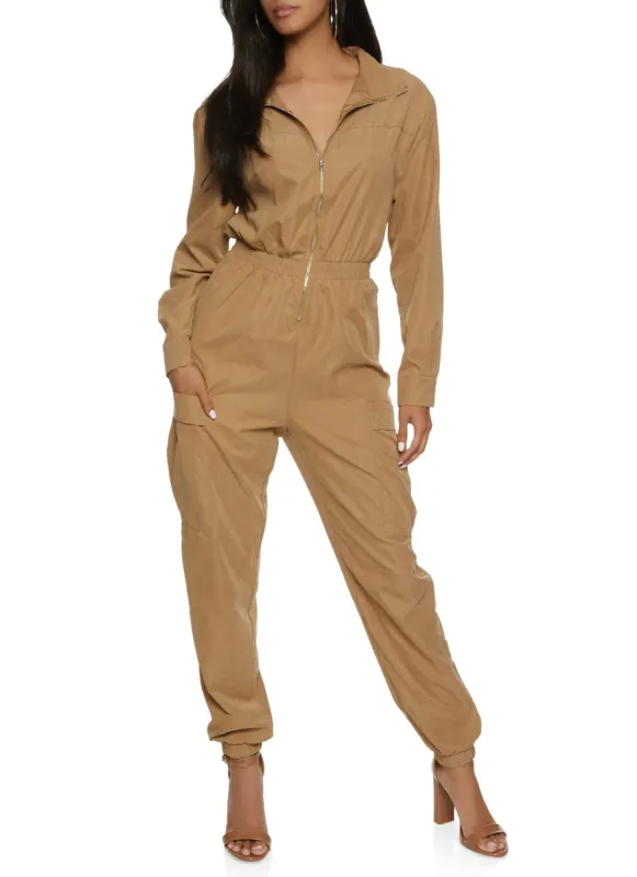 Zip Up Cargo Jumpsuit sold by Rainbow