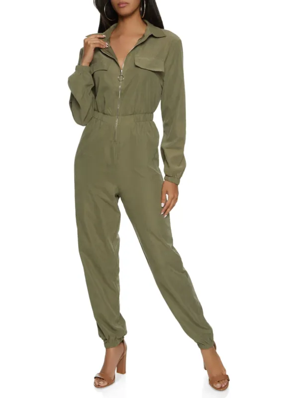 Zip Front Utility Jumpsuit sold by Rainbow