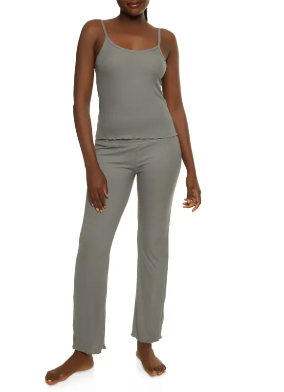 Ribbed Lettuce Edge Pajama Cami and Pants sold by Rainbow