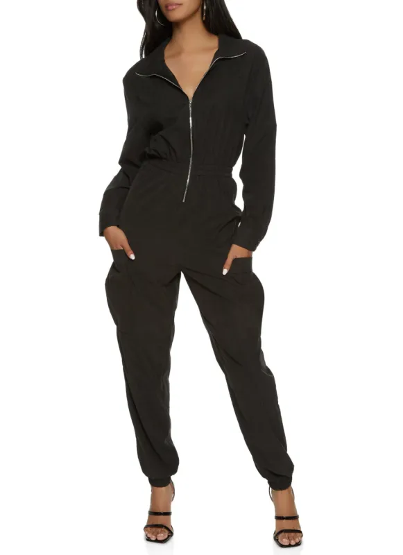 Zip Up Cargo Jumpsuit sold by Rainbow
