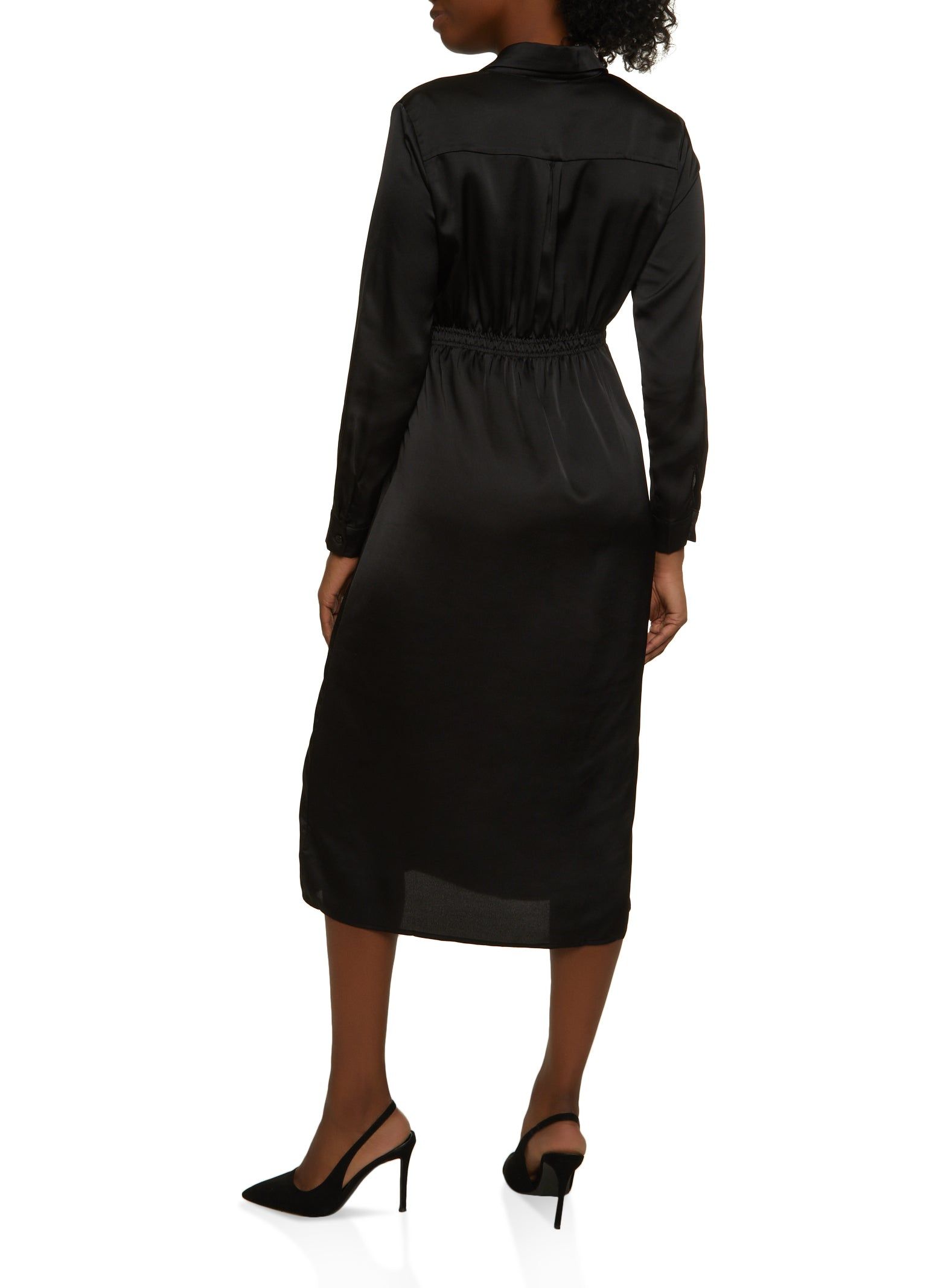 Satin Faux Wrap Button Front Dress sold by Rainbow product image thumbnail 3