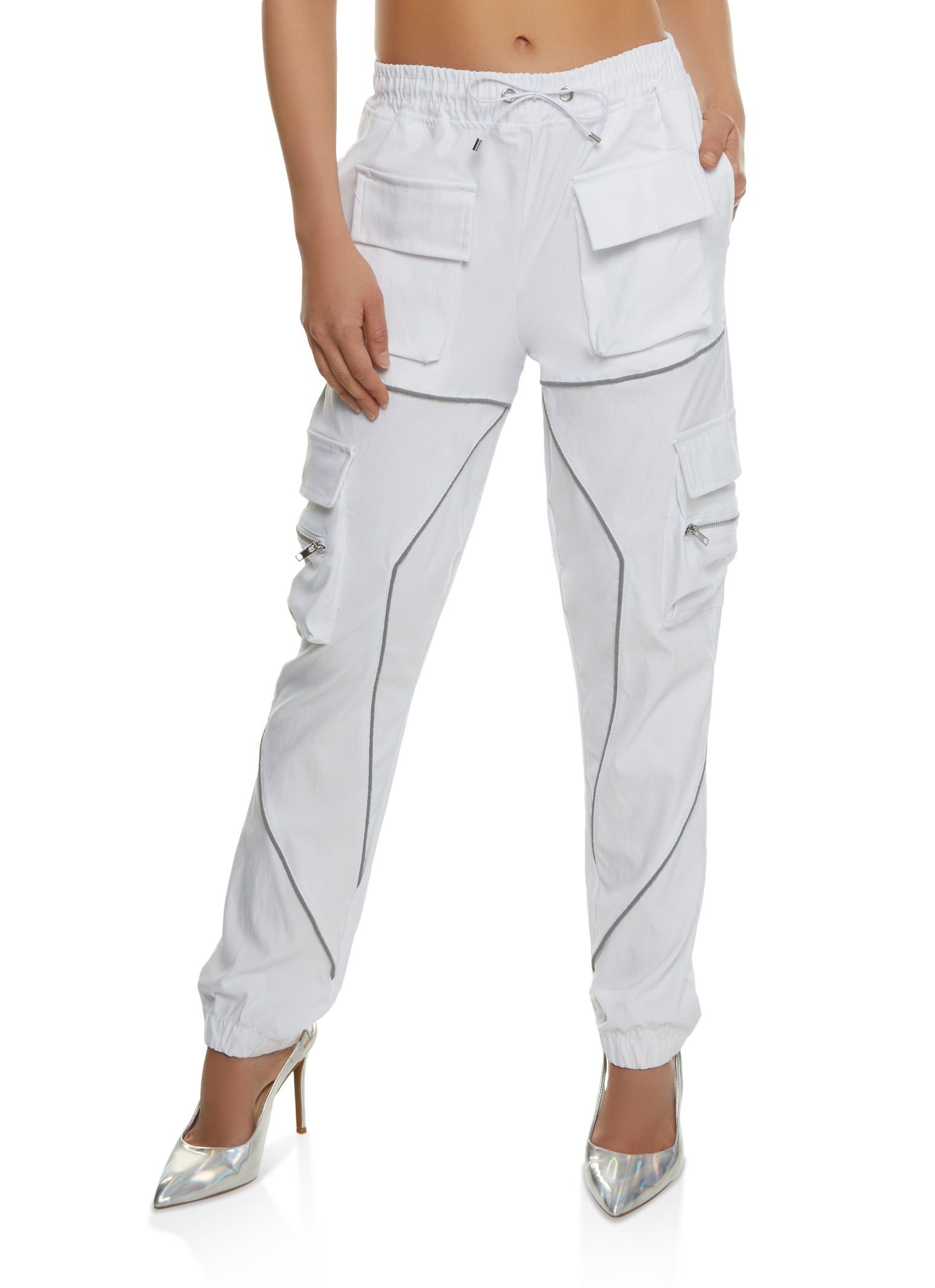 Contrast Piping Drawstring Cargo Joggers sold by Rainbow