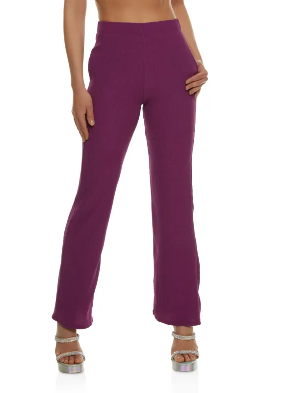 Textured Elastic Waist Wide Leg Pants sold by Rainbow