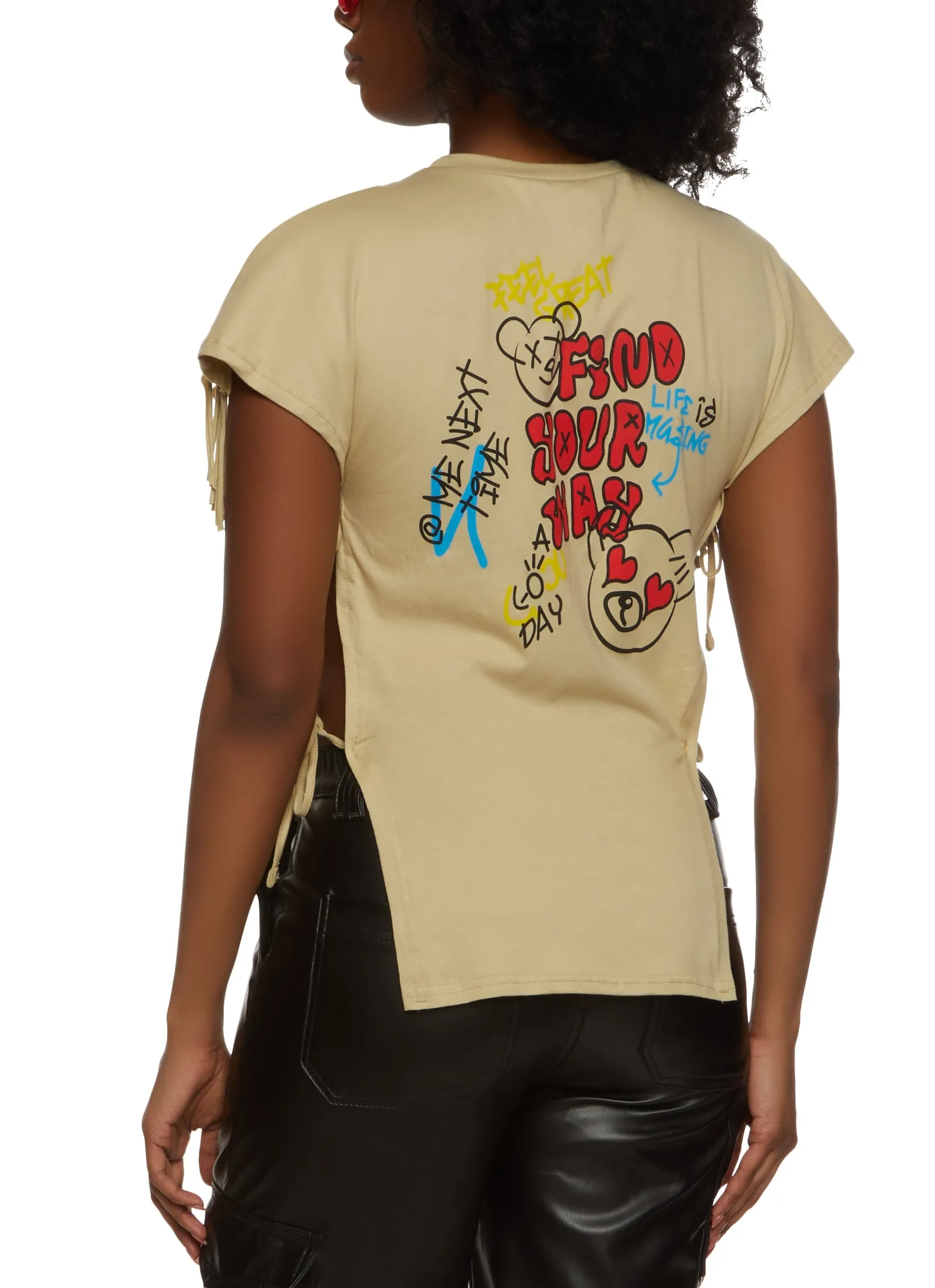 Find Your Way Fringe Open Side Back Graphic Tee sold by Rainbow product image thumbnail 2