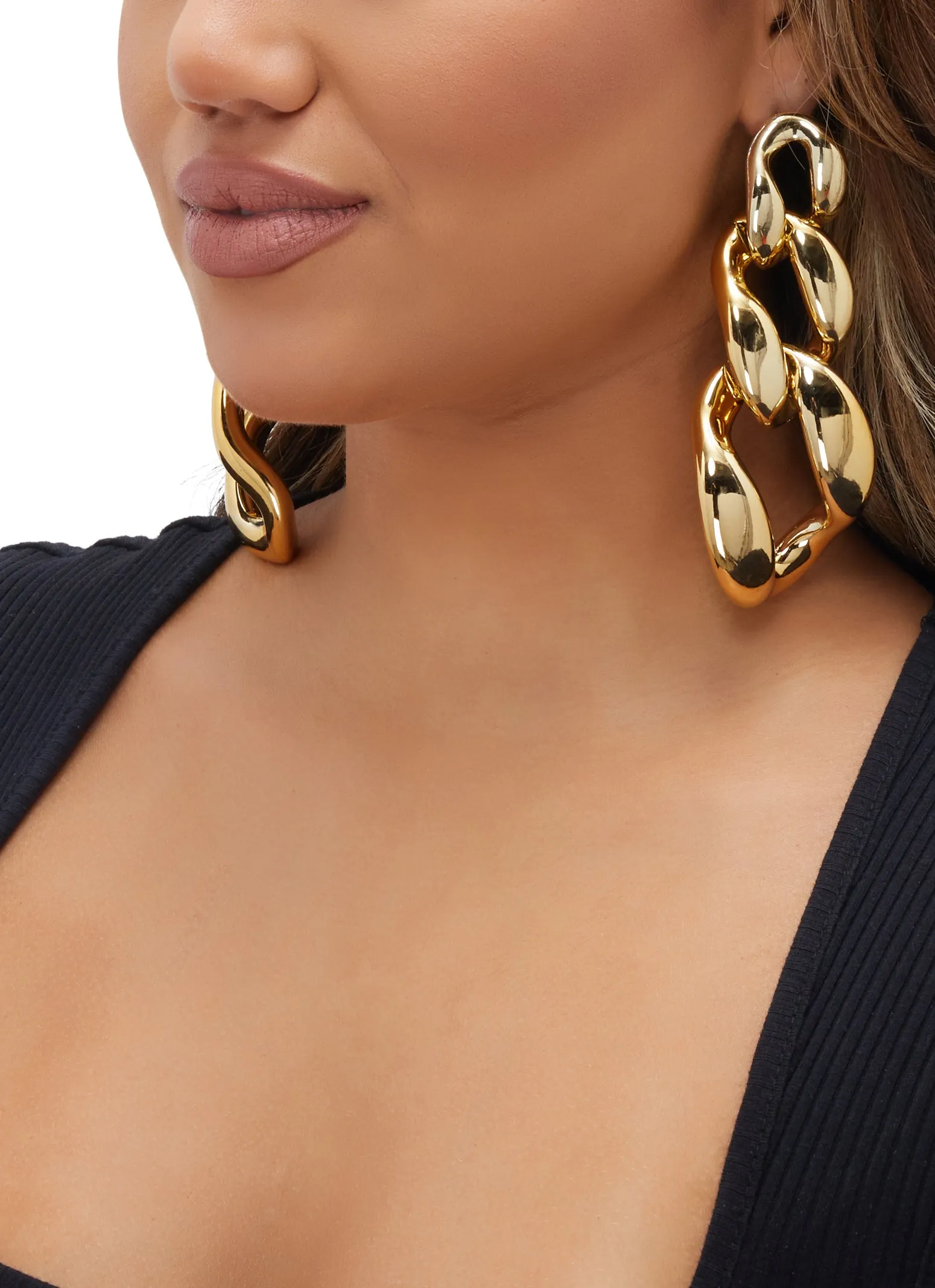Metallic Jumbo Chain Link Drop Earrings sold by Rainbow