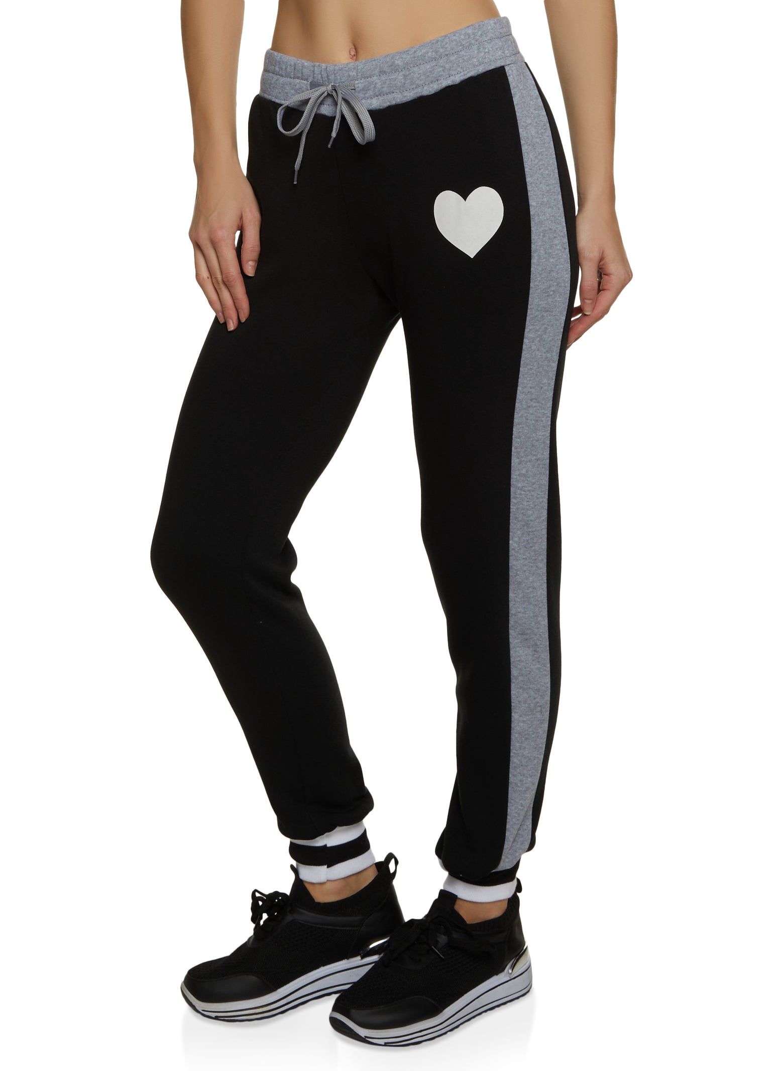 Heart Graphic Contrast Side Stripe Joggers sold by Rainbow