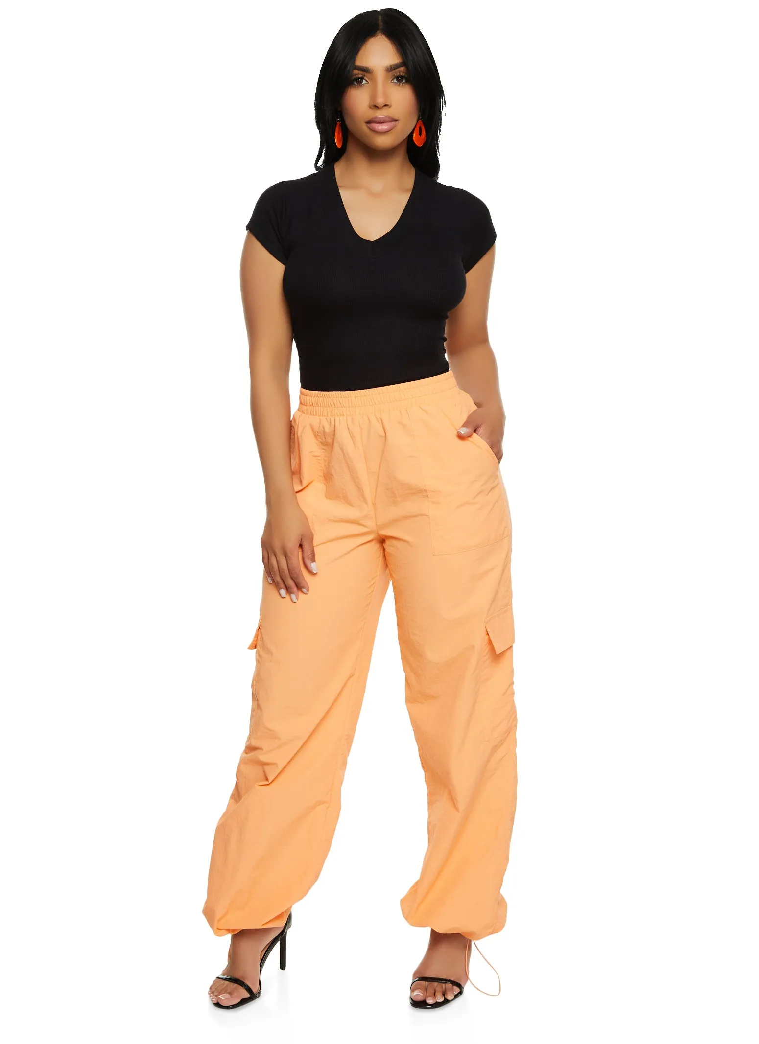 Iris Nylon Toggle Drawstring Hem Cargo Pants sold by Rainbow